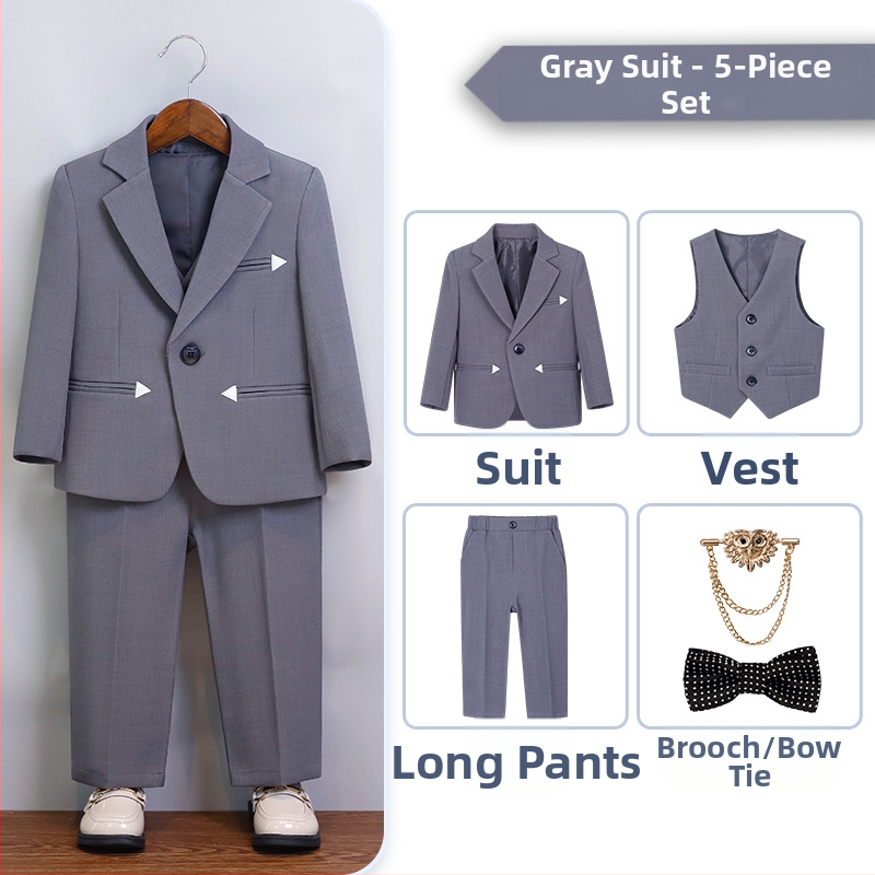 Detský oblek pre chlapca, britský gentleman, chlapčenské narodeninové šaty, kvetinové dievčatká, svadobné šaty s klavírnym motívom