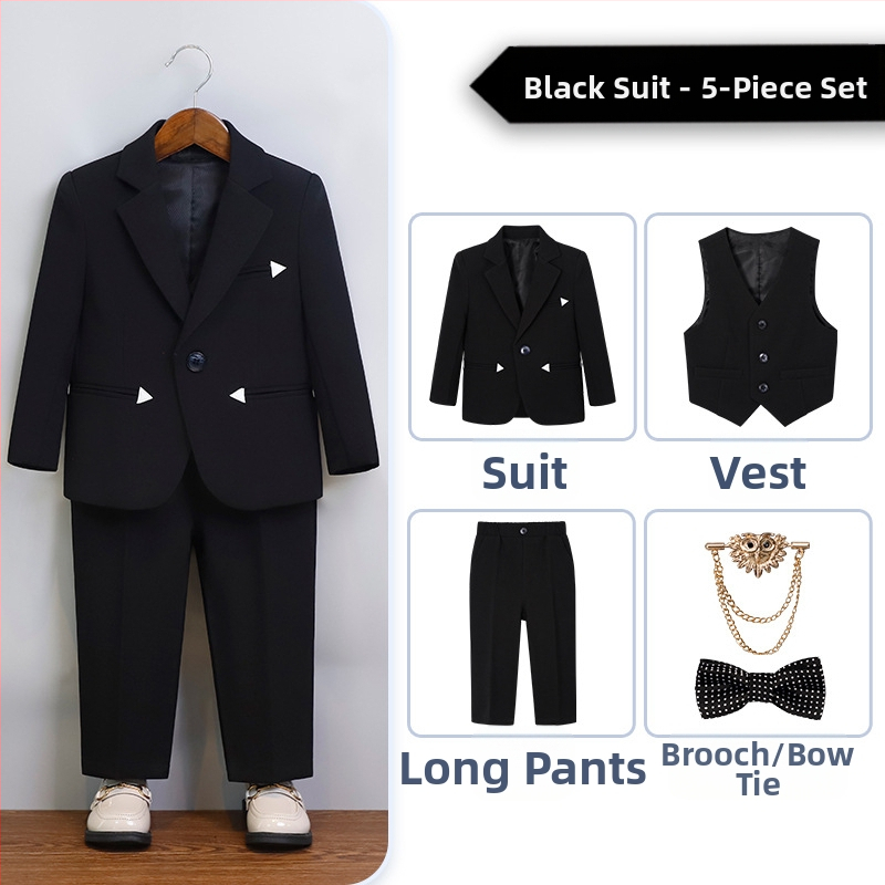 Detský oblek pre chlapca, britský gentleman, chlapčenské narodeninové šaty, kvetinové dievčatká, svadobné šaty s klavírnym motívom