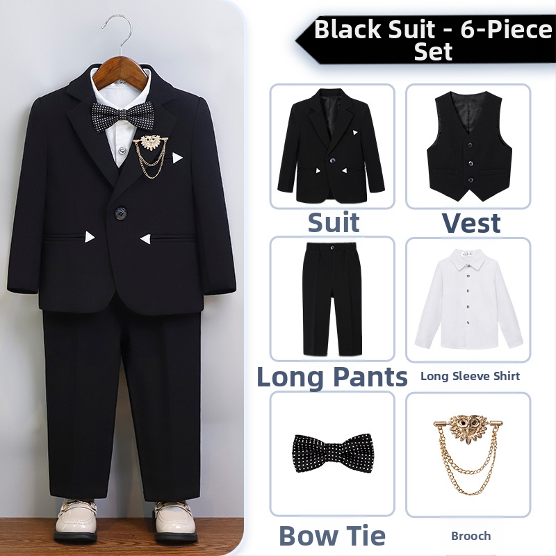 Detský oblek pre chlapca, britský gentleman, chlapčenské narodeninové šaty, kvetinové dievčatká, svadobné šaty s klavírnym motívom