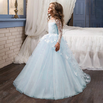 Εξωτερικό εμπόριο ευρωπαϊκών και αμερικανικών παιδικών ενδυμάτων, βραδινό φόρεμα με μεσοφόρι για πιάνο, νυφικό για κορίτσια λουλουδιών, μακριά ουρά, νέο δυτικό στυλ