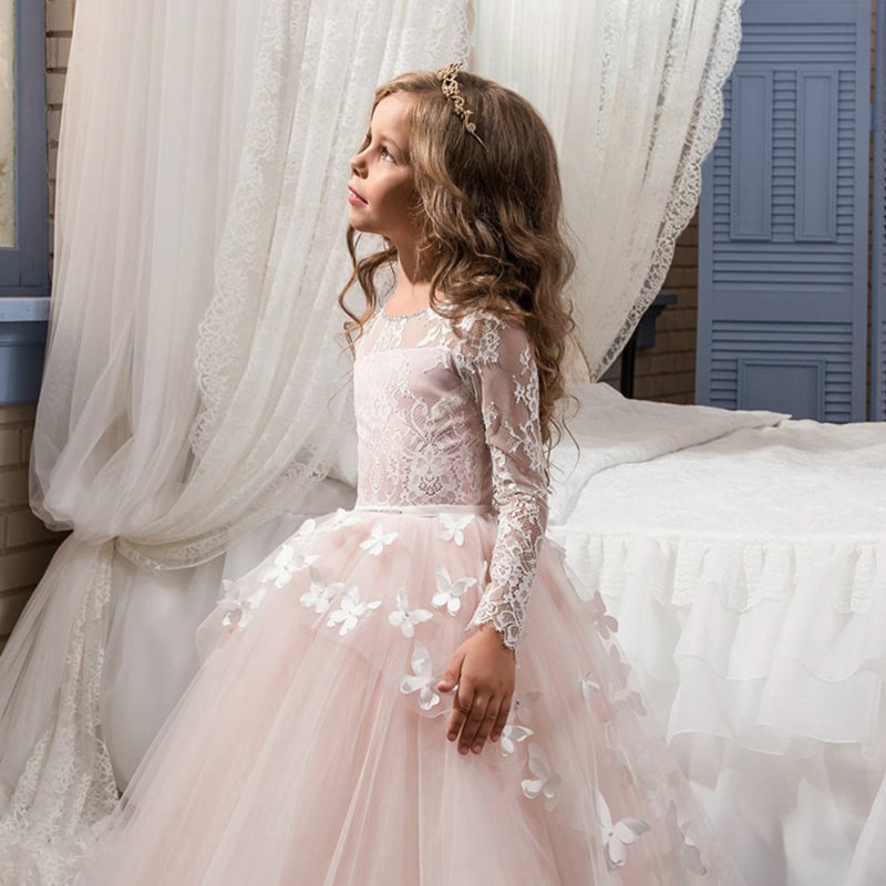 Zahraničný obchod Európske a americké detské oblečenie Princezná pettiskin klavírne večerné šaty kvetinové dievča svadobné šaty dlhý chvost nový západný štýl