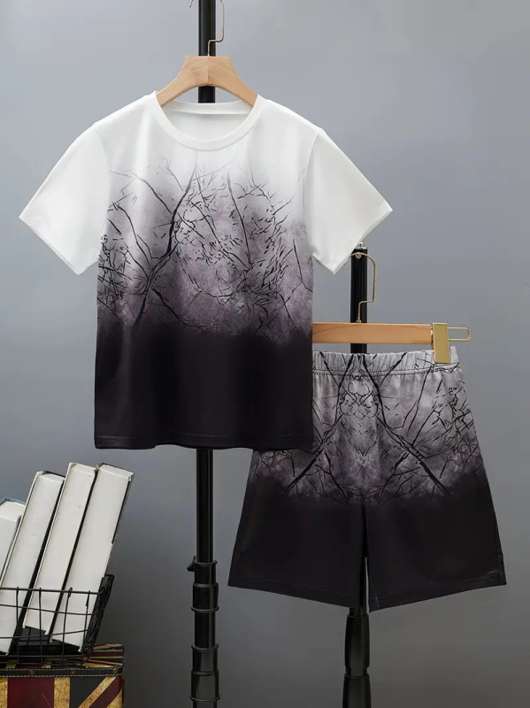 Personalizirano odijelo Ljetno novo za dječake Crtani film Lubanja Medvjed Majica kratkih rukava Kratke hlače Trend RA01 RD01