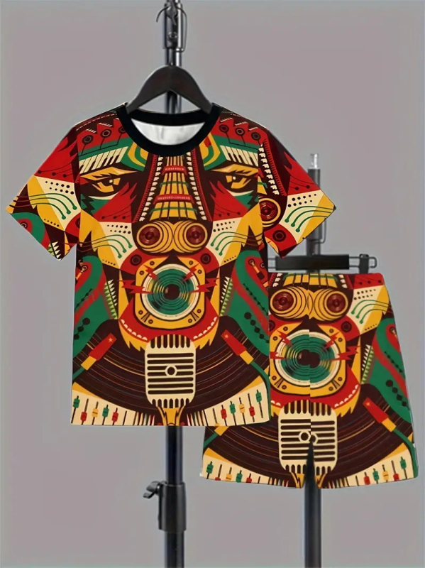 Personalizirano odijelo Ljetno novo za dječake Crtani film Lubanja Medvjed Majica kratkih rukava Kratke hlače Trend RA01 RD01