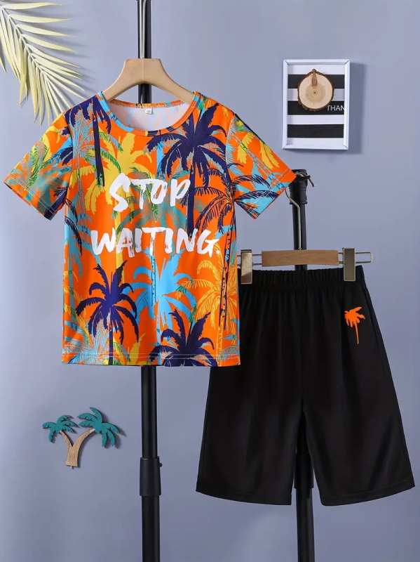 Personalizirano odijelo Ljetno novo za dječake Crtani film Lubanja Medvjed Majica kratkih rukava Kratke hlače Trend RA01 RD01