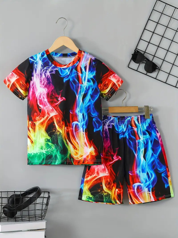 Personalizirano odijelo Ljetno novo za dječake Crtani film Lubanja Medvjed Majica kratkih rukava Kratke hlače Trend RA01 RD01