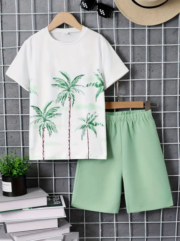 Personalizirano odijelo Ljetno novo za dječake Crtani film Lubanja Medvjed Majica kratkih rukava Kratke hlače Trend RA01 RD01