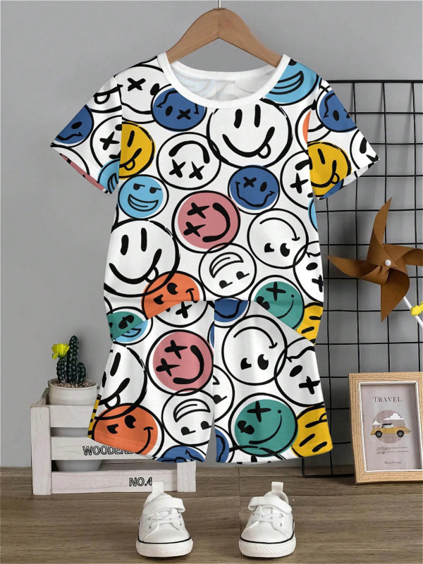 Personalizirano odijelo Ljetno novo za dječake Crtani film Lubanja Medvjed Majica kratkih rukava Kratke hlače Trend RA01 RD01
