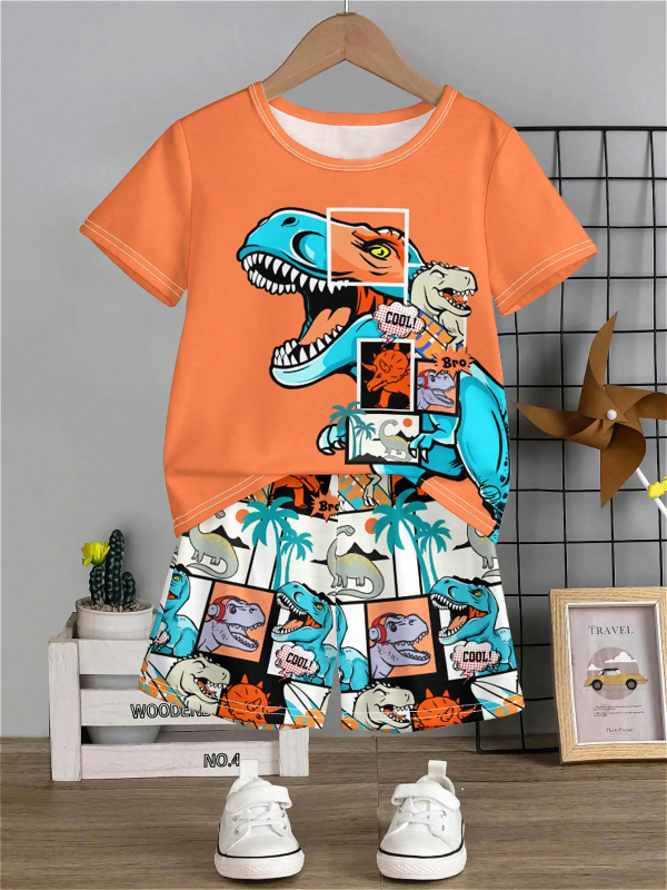 Personalizirano odijelo Ljetno novo za dječake Crtani film Lubanja Medvjed Majica kratkih rukava Kratke hlače Trend RA01 RD01