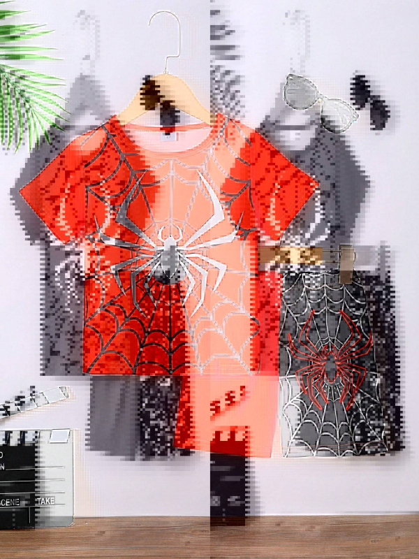 Personalizirano odijelo Ljetno novo za dječake Crtani film Lubanja Medvjed Majica kratkih rukava Kratke hlače Trend RA01 RD01