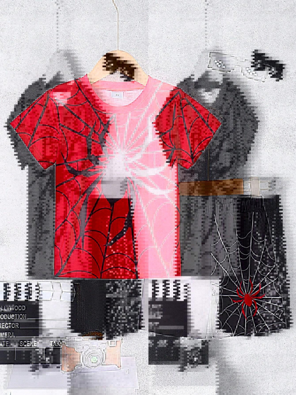 Personalizirano odijelo Ljetno novo za dječake Crtani film Lubanja Medvjed Majica kratkih rukava Kratke hlače Trend RA01 RD01