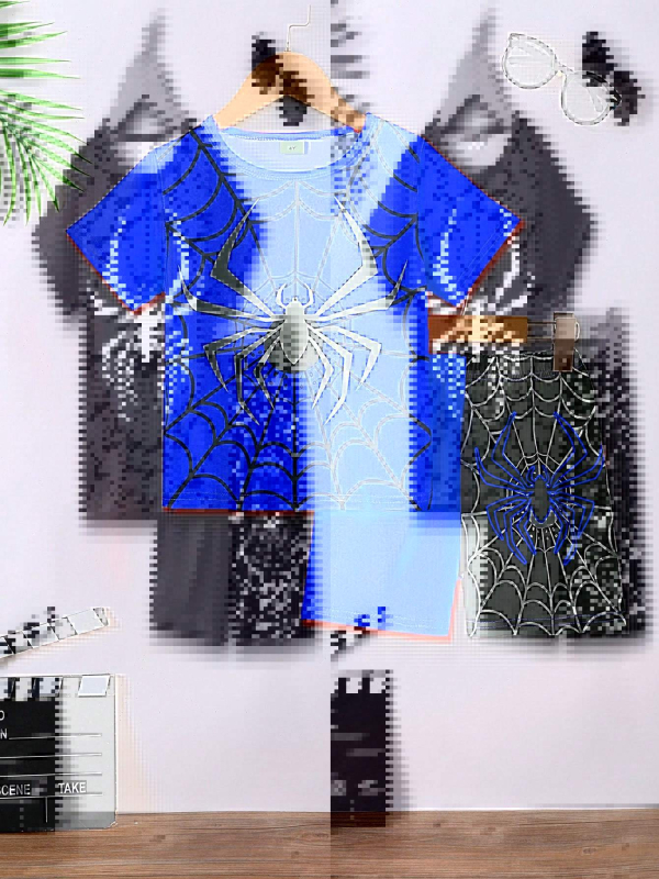 Personalizirano odijelo Ljetno novo za dječake Crtani film Lubanja Medvjed Majica kratkih rukava Kratke hlače Trend RA01 RD01