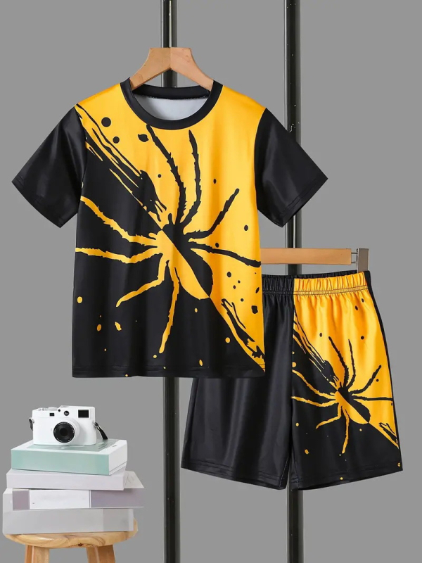 Personalizirano odijelo Ljetno novo za dječake Crtani film Lubanja Medvjed Majica kratkih rukava Kratke hlače Trend RA01 RD01