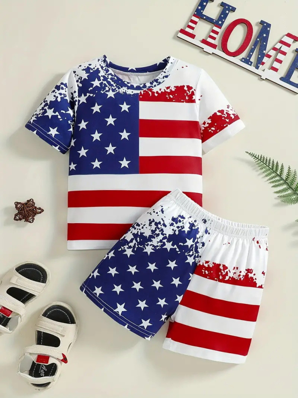 Personalizirano odijelo Ljetno novo za dječake Crtani film Lubanja Medvjed Majica kratkih rukava Kratke hlače Trend RA01 RD01