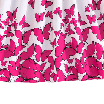 Καλοκαιρινά κορίτσια Νέα Ραφή Εκτύπωσης Πεταλούδας Μονόχρωμο Φόρεμα Αμάνικο με Ζώνη και Δύο Αμάνικα