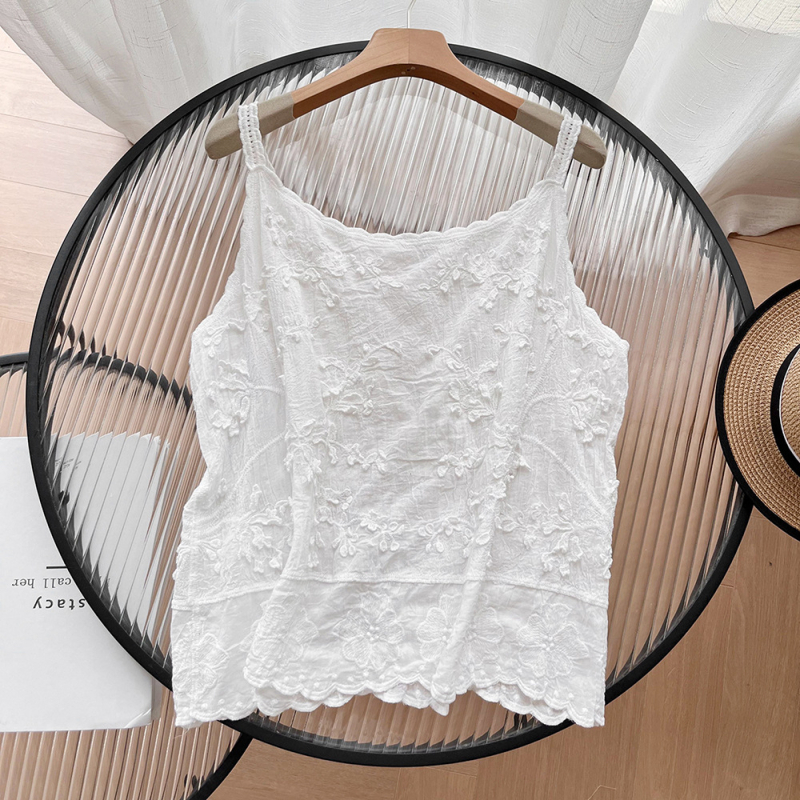 00SY-002 siuvinėjimo maža diržinė korėjietiškų moteriškų drabužių didmeninė prekyba 2024 m. vasaros nauji vintažiniai nėriniai viduje ir lauke