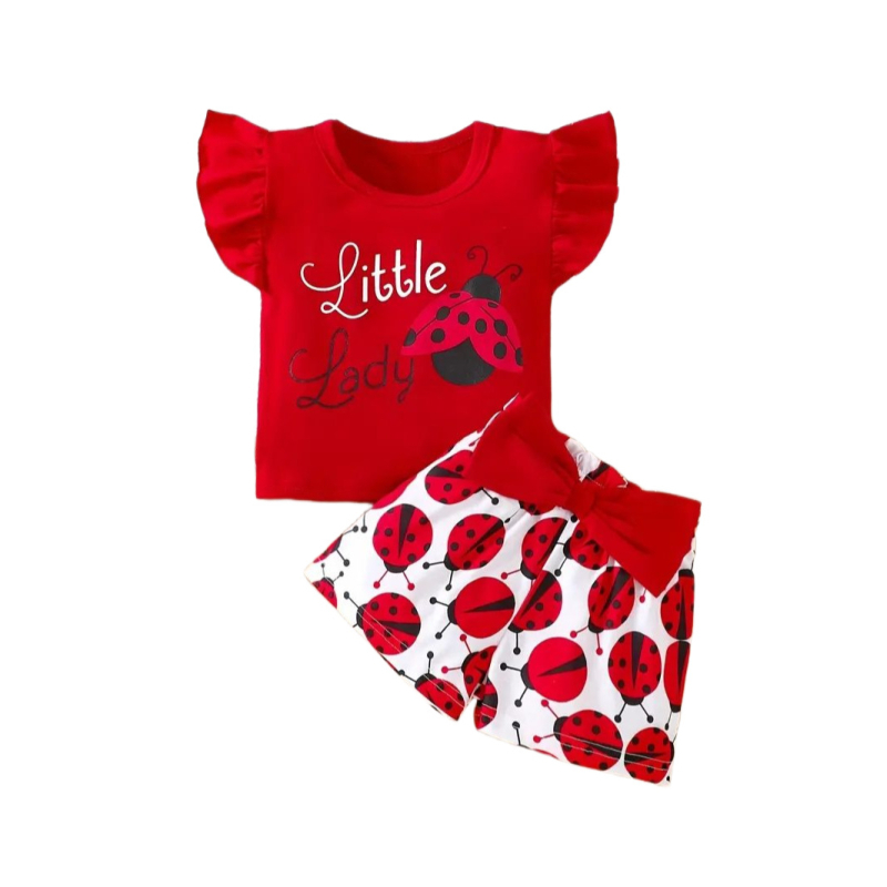 Djevojačke ljetne majice s prekograničnim priнтом, kratke hlače s engleskim printom i insektima, odijelo bez rukava za novorođenče, dječja odjeća