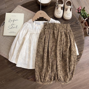 Παιδικό παντελόνι Western style για μωρά, casual, με φλοράλ σχέδια, για κορίτσια, παντελόνι καρότο, άνοιξη και φθινόπωρο, φθινοπωρινό παντελόνι Mori