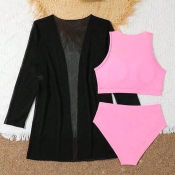 2025 m. naujas vasaros bikinis, trijų dalių, seksualus, mažos krūtinės „Push-Up“, „Pure Desire“ paplūdimio atostogų mergaičių maudymosi kostiumėlio modelis