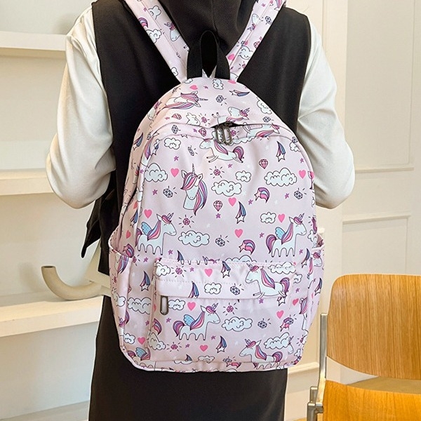 Moodne ookeanimustriga topeltõlakott, trendikas vabaaja uue stiiliga seljakott, suure mahutavusega keskmise suurusega üliõpilaskott, kolmeosaline raamatukott