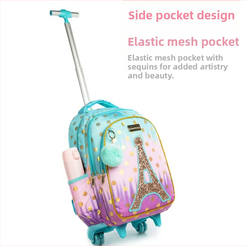 Naujas blizgučiais puoštas mielas animacinis pradinės mokyklos mokinių universalus 17 colių mokyklinių krepšių rinkinys, skirtas sumažinti naštą berniukams ir mergaitėms.