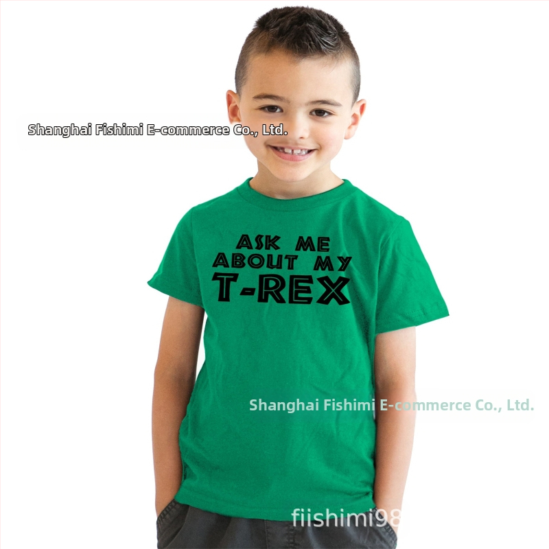 Tyrannosaurus Rex, detský román, vtipné humorné tričko s krátkym rukávom a okrúhlym výstrihom, OPÝTAJTE SA MA NA MÔJHO T-REXA