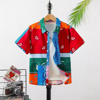 Dječja modna košulja kratkih rukava za dječake 2024., nova dječja ležerna košulja s reverom, dječji top Tide