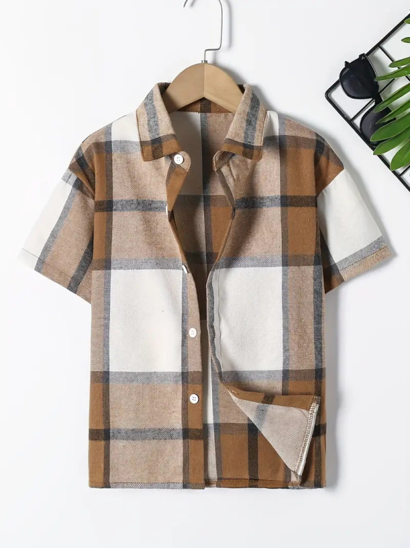 Dječja modna košulja kratkih rukava za dječake 2024., nova dječja ležerna košulja s reverom, dječji top Tide