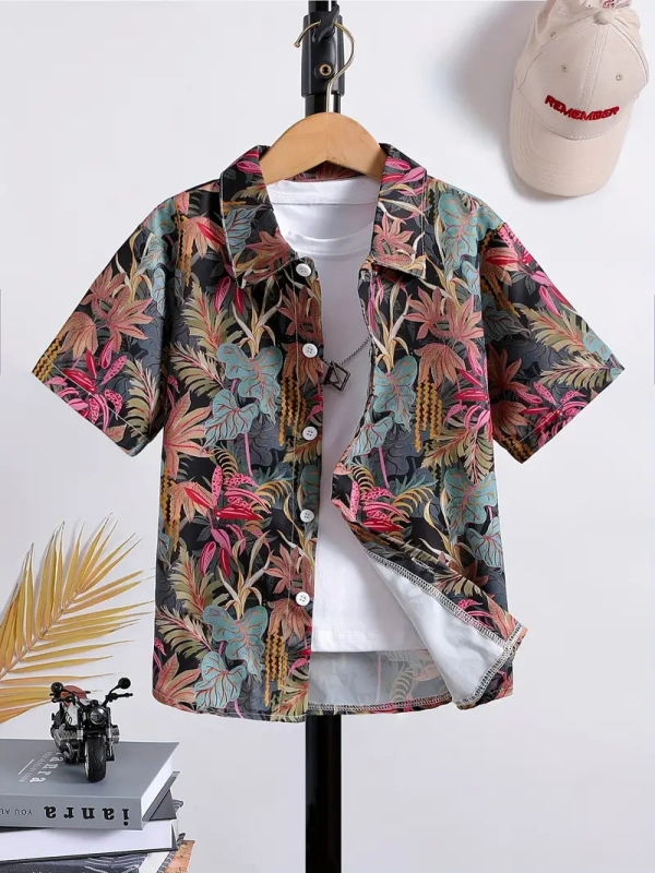 Dječja modna košulja kratkih rukava za dječake 2024., nova dječja ležerna košulja s reverom, dječji top Tide