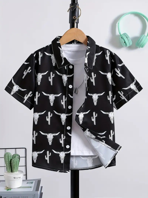 Dječja modna košulja kratkih rukava za dječake 2024., nova dječja ležerna košulja s reverom, dječji top Tide