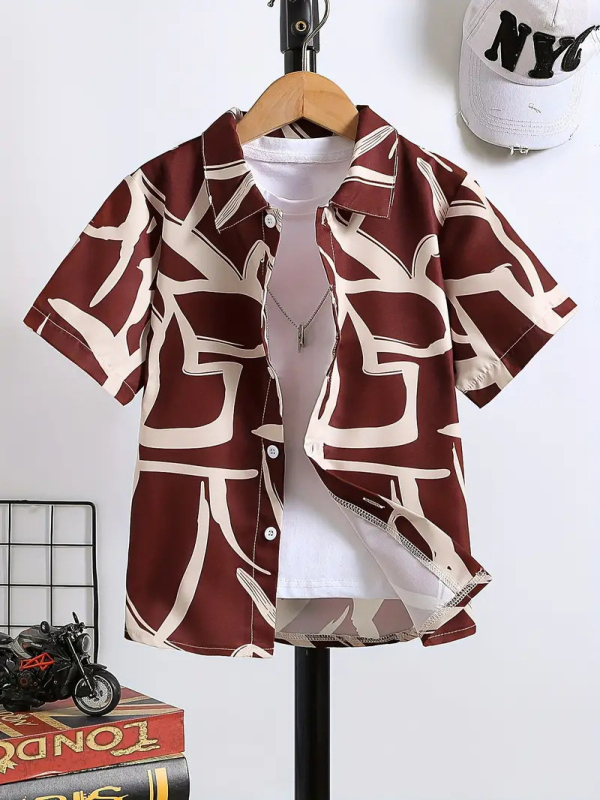 Dječja modna košulja kratkih rukava za dječake 2024., nova dječja ležerna košulja s reverom, dječji top Tide