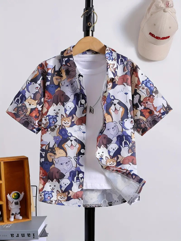 Dječja modna košulja kratkih rukava za dječake 2024., nova dječja ležerna košulja s reverom, dječji top Tide