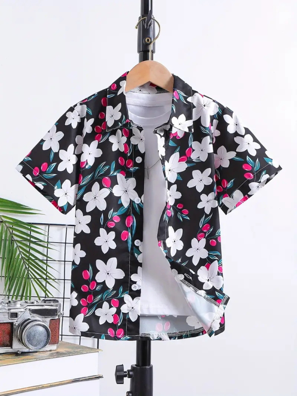 Dječja modna košulja kratkih rukava za dječake 2024., nova dječja ležerna košulja s reverom, dječji top Tide