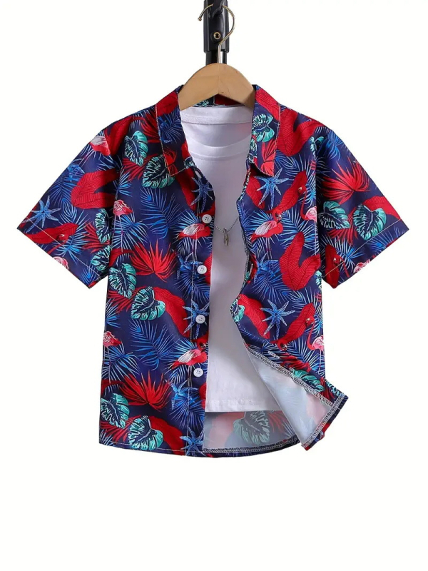 Dječja modna košulja kratkih rukava za dječake 2024., nova dječja ležerna košulja s reverom, dječji top Tide