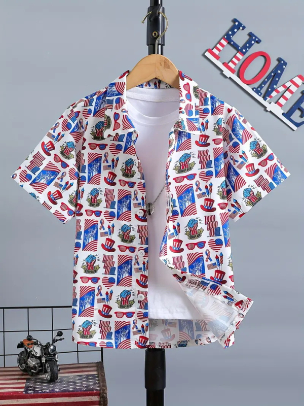 Dječja modna košulja kratkih rukava za dječake 2024., nova dječja ležerna košulja s reverom, dječji top Tide