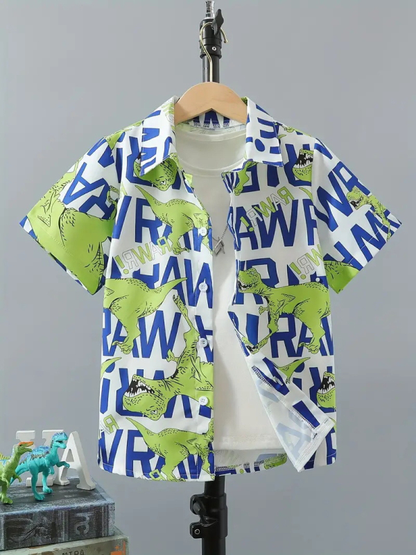 Dječja modna košulja kratkih rukava za dječake 2024., nova dječja ležerna košulja s reverom, dječji top Tide