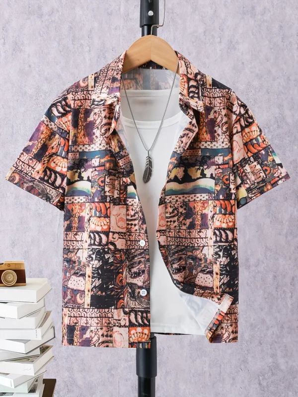 Dječja modna košulja kratkih rukava za dječake 2024., nova dječja ležerna košulja s reverom, dječji top Tide