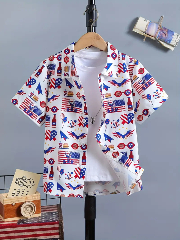 Dječja modna košulja kratkih rukava za dječake 2024., nova dječja ležerna košulja s reverom, dječji top Tide