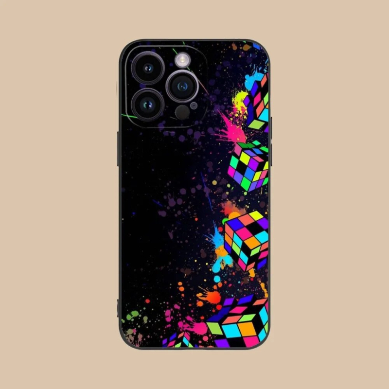 Carcasă de telefon aplicabilă pentru iPhone 15 în culorile cubului Rubik