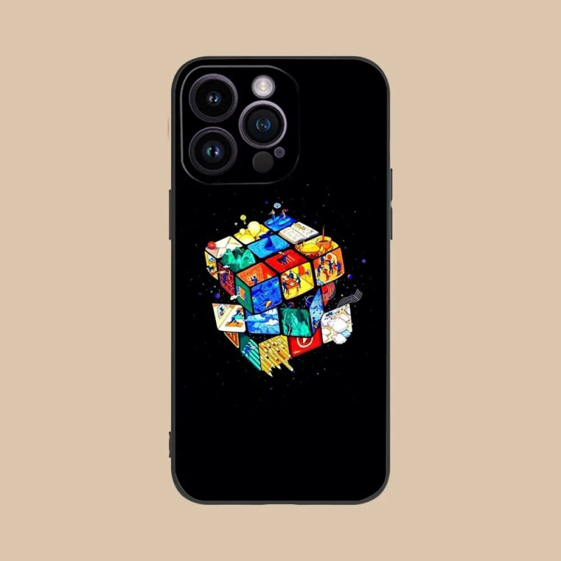 Carcasă de telefon aplicabilă pentru iPhone 15 în culorile cubului Rubik
