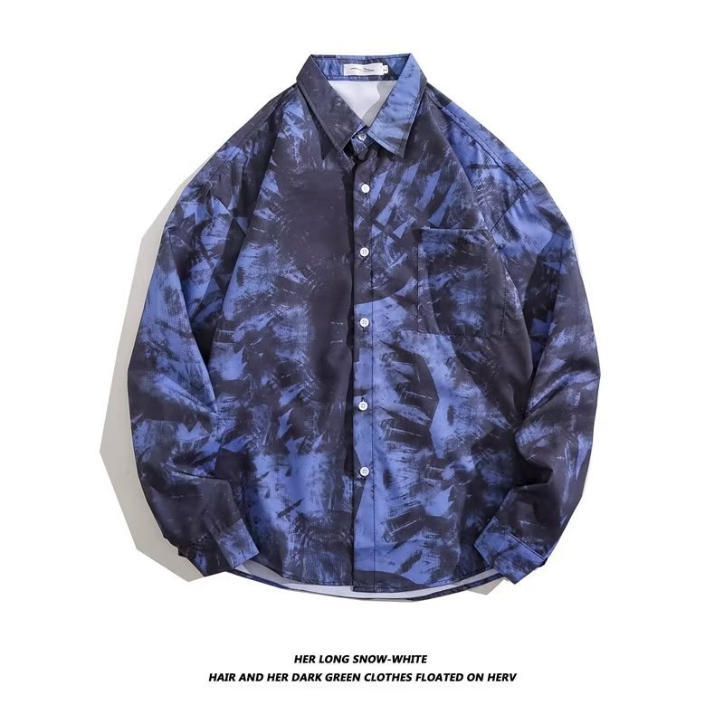 Pánske jesenné retro ležérne tričko s dlhým rukávom z roku 2022, voľné, módne, s dlhým rukávom