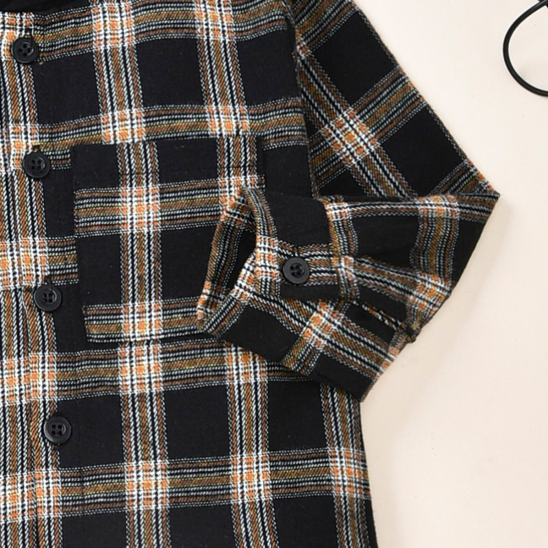 Νέο καρό πουκάμισο με κουκούλα για αγόρια, ανοιξιάτικο casual πουκάμισο 2023 για μωρά, παιδικό φθινοπωρινό ζακέτα με μακριά μανίκια