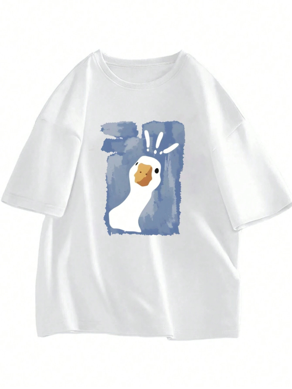 Pánske ležérne tričko s krátkym rukávom a okrúhlym výstrihom s potlačou kačice