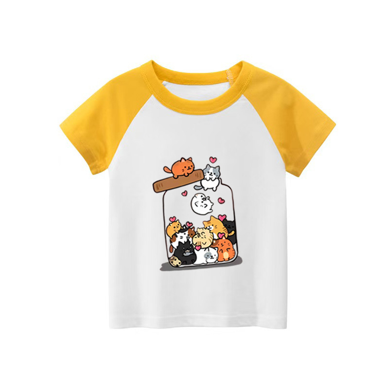 Καλοκαίρι 25 παιδικό μπλουζάκι μόδας μόδας δροσερό μπλουζάκι με εκτύπωση και ραφή με κινούμενα σχέδια