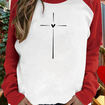 Γυναικείο τοπ raglan με μακριά μανίκια για την ημέρα του Αγίου Βαλεντίνου, νέο, γυναικείο 2024, νέο, καθημερινό, casual, χαλαρό, γυναικείο