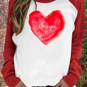 Γυναικείο τοπ raglan με μακριά μανίκια για την ημέρα του Αγίου Βαλεντίνου, νέο, γυναικείο 2024, νέο, καθημερινό, casual, χαλαρό, γυναικείο