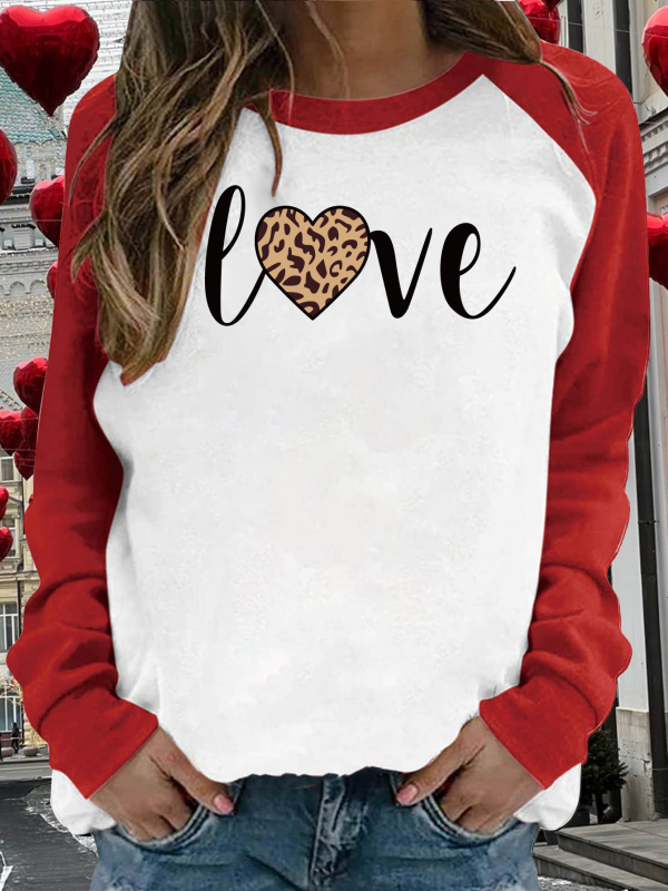 Γυναικείο τοπ raglan με μακριά μανίκια για την ημέρα του Αγίου Βαλεντίνου, νέο, γυναικείο 2024, νέο, καθημερινό, casual, χαλαρό, γυναικείο