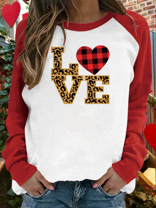 Γυναικείο τοπ raglan με μακριά μανίκια για την ημέρα του Αγίου Βαλεντίνου, νέο, γυναικείο 2024, νέο, καθημερινό, casual, χαλαρό, γυναικείο