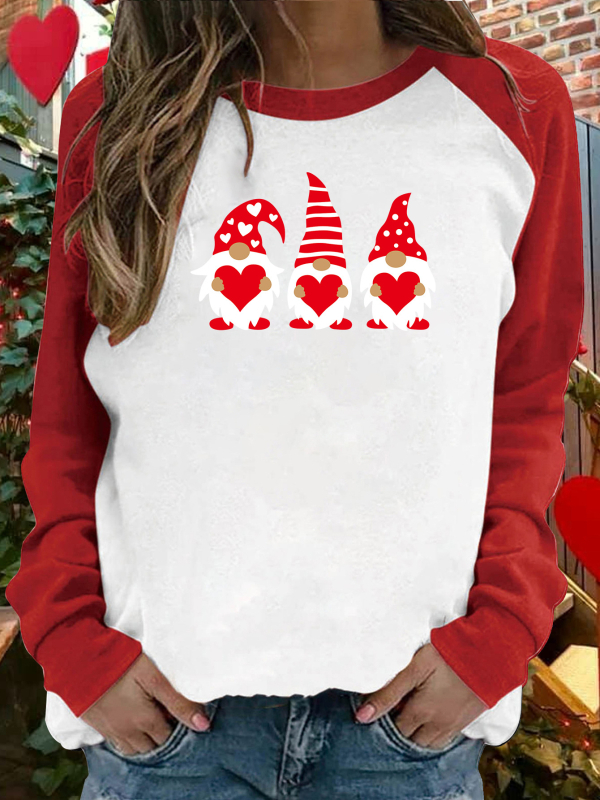 Γυναικείο τοπ raglan με μακριά μανίκια για την ημέρα του Αγίου Βαλεντίνου, νέο, γυναικείο 2024, νέο, καθημερινό, casual, χαλαρό, γυναικείο