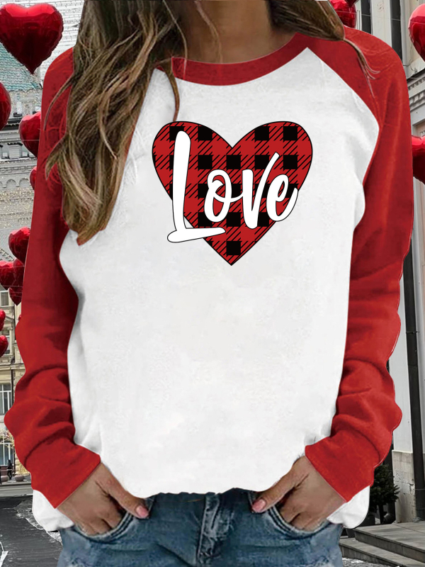 Γυναικείο τοπ raglan με μακριά μανίκια για την ημέρα του Αγίου Βαλεντίνου, νέο, γυναικείο 2024, νέο, καθημερινό, casual, χαλαρό, γυναικείο