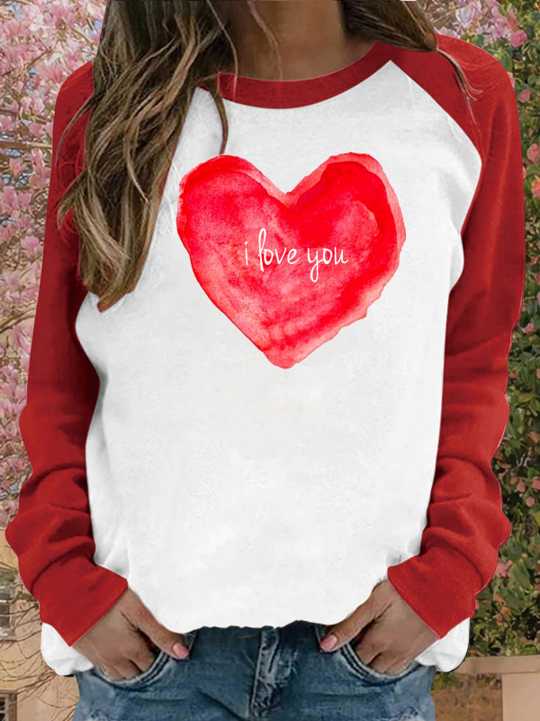 Γυναικείο τοπ raglan με μακριά μανίκια για την ημέρα του Αγίου Βαλεντίνου, νέο, γυναικείο 2024, νέο, καθημερινό, casual, χαλαρό, γυναικείο